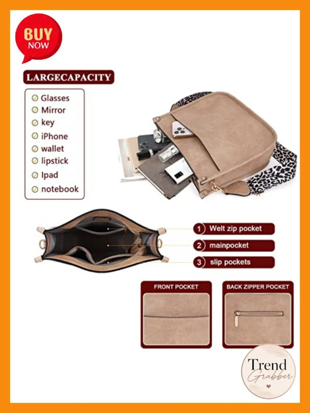 2-Piece Crossbody Hobo Bag Set with Adjustable Guitar Straps Vegan Leather